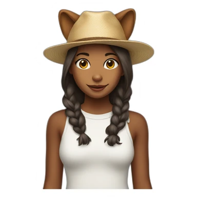 a girl with a dog hat sticker