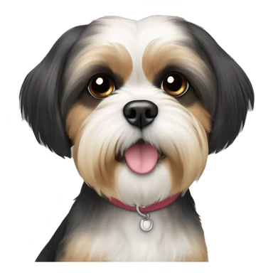 black and tan shih tzu maltese mix black head and face fur sticker