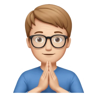 A white Man doing namaste with wearing specs sticker