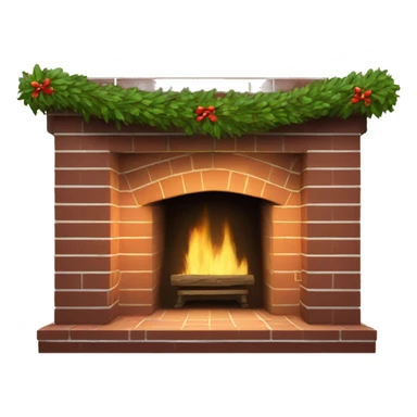 Brick Fireplace with wreath  sticker