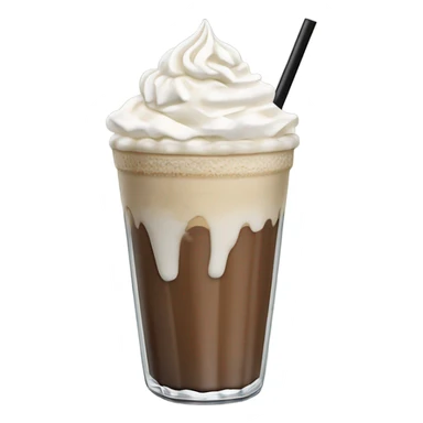 White mocha frappe in glass vase with black straw sticker