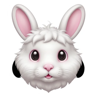 A fluffy white bunny with a tiny soft beard shaped like a cloud, ears perked up and eyes sparkling with curiosity.


















 sticker