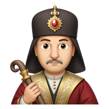 Fatih Sultan Mehmet, Ottoman sultan, holding a scroll, with a serious look sticker