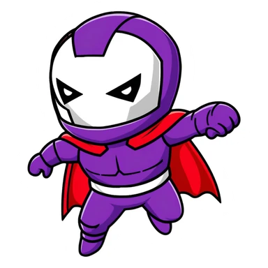 Magneto Marvel villain with red helmet and purple cape using magnetic powers sticker