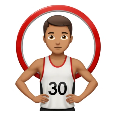 emoji de uma homem andando com roupa da ginástica com um simbolo de proibido por cima. semelhante a uma placa de transito sticker