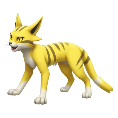 Yellow lombax-Zeraora-Renamon-cat full body sticker