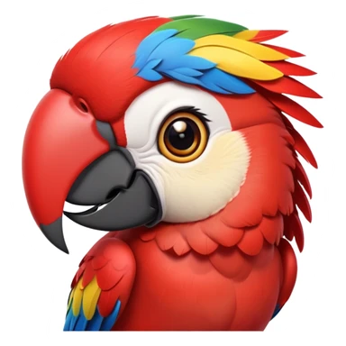 cinematic-cute-macaw-portrait-emoji,-head-tilted-playfully-and-inquisitively,-with-a-dazzling-red-plumage-and-round,-sparkling-eyes-filled-with-charm,-simplified-yet-irresistibly-adorable-features,-highly-detailed, white beak sticker