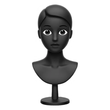 Minimalistic flat vector icon, iOS style, thin black contour on white background. Matte black mannequin in front of in 3D monochrome style. sticker