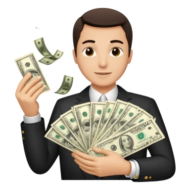 Add more cash flying around, bundles of US dollars, casino winnings vibe, lucky flight, jackpot feeling sticker