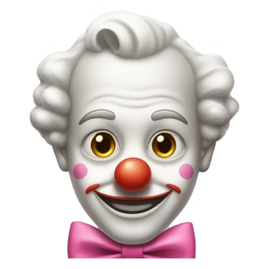 A clown face with a pink bow tie on the upper right if his head sticker