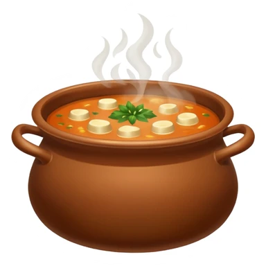 brown pot with soup sticker