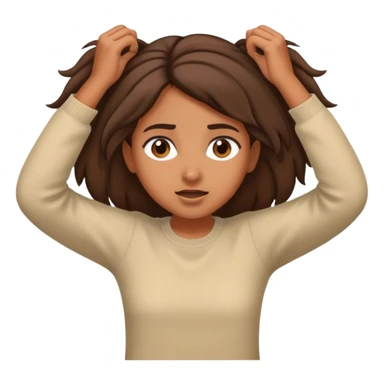 make an emoji of brown girl pulling her hair on both sides  sticker