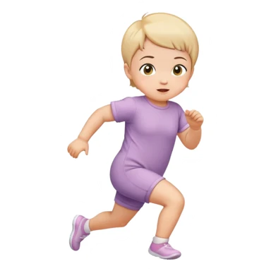short haired infant girl running wearing onesie sticker