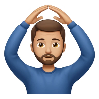 Emoji of a frustrated man with short brown hair hair and a short beard, eyes tightly closed and eyebrows furrowed.
Both hands raised near his head in frustration, clean rounded emoji style, soft gradients, plain background. sticker