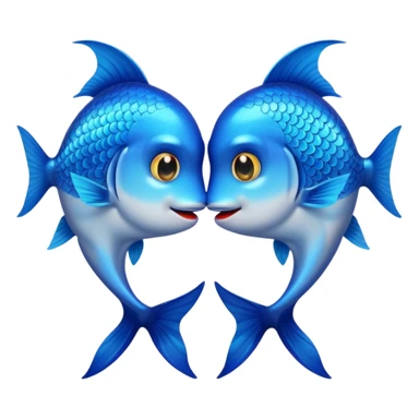 two blue fishes kissing sticker