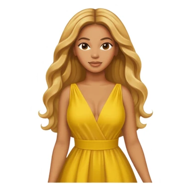 Beyonce with long golden blonde hair, yellow outfit sticker