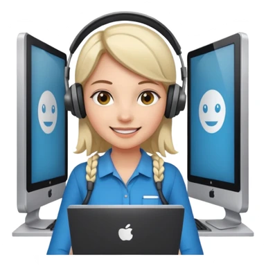 a girl walking through the door into a computer room in an organized manner sticker