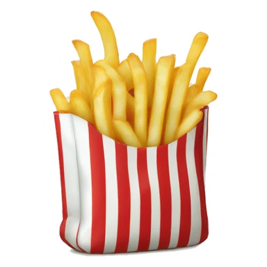 french fries in red white striped bag sticker