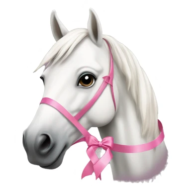 White horse with pink ribbon sticker