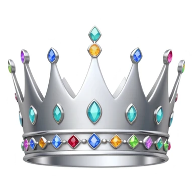 silver feminine dainty crown with rainbow gemstones sticker