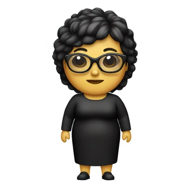 Mujer 52 años ,gordita,con gafas pelo largo negro i flequillo pelo negro sticker