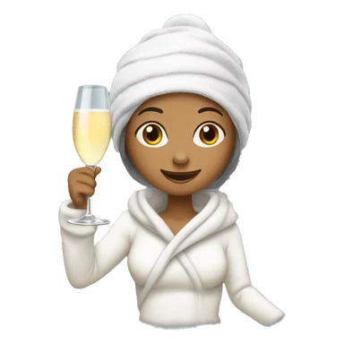 Girl wearing a towel on her head and around her body and skiing with a glas of champagne in her hand  sticker