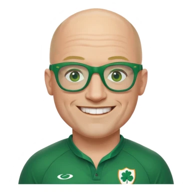 irish rugby player with no hair and green glasses sticker
