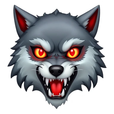Demonic wolf with glowing red eyes and sharp fangs sticker