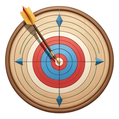A bow and arrow with the arrow perfectly positioned for release. The background features a target with concentric rings, emphasizing precision, skill, and focus in archery. The scene radiates concentration and the grace of the sport. sticker
