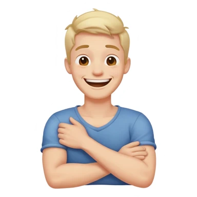 crossed arms holding neck laughing guy sticker