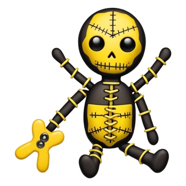 black and yellow voodoo doll sticker