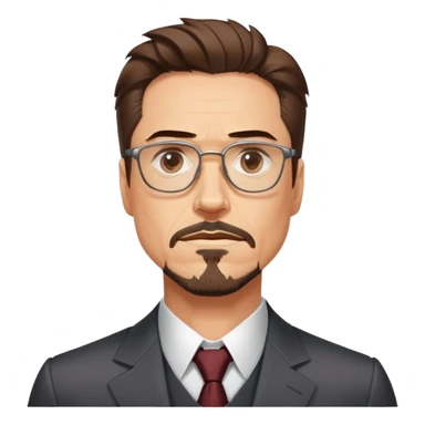 Tony Stark with glasses, goatee, and confident expression sticker
