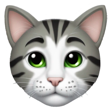 A nineteen years old cat that has green eyes, he is a little bit skinny. His belly’s upper part is black: the part that is down is white. His paws are black, and his tail s black. The upper part of the head is black and he one that is down is white.  sticker