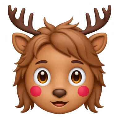 Rudolph cute face emoji for slack simple with hair sticker