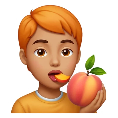 Me licking a peach sticker