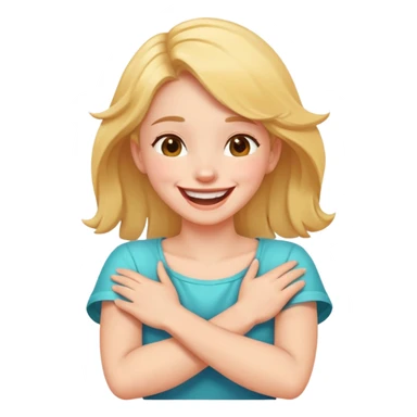 Arms crossed around neck laughing girl sticker
