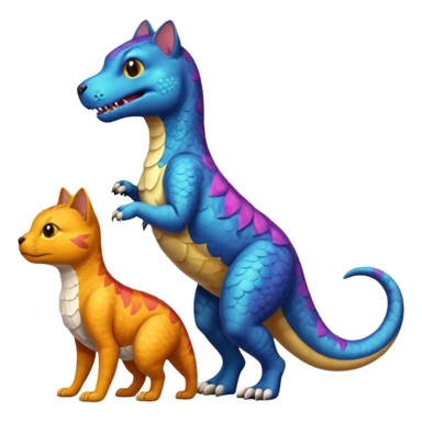 cat dog and a trex mixed sticker