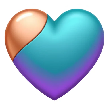 I need a teal, orange , purple, and rose gold Heart emoji that looks like a cartoon  sticker