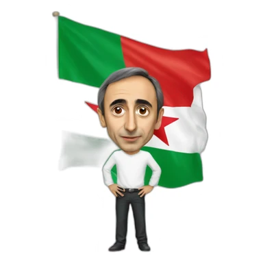 Éric Zemmour avec un drapeau de l'algérie sticker