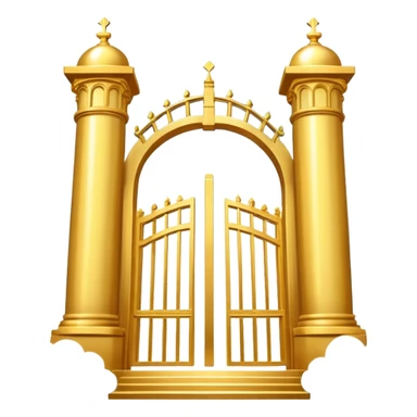 the golden gates to heaven closed in the middle of the emoji with a cloud staircase leading up to it the gate should be golden with two large golden pillars supporting the gate so it does not look like it floating in the sky sticker