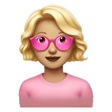 Blonde in rose-coloured glasses and gum in sticker