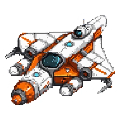 Compact space cruiser with orange accents sticker