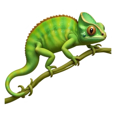 cinematic-chameleon-realistic-full-body-climbing-emoji,-slender-body-gripping-a-twisting-vine-with-prehensile-feet,-scaly-green-skin-shifting-shades-with-its-environment,-large-bulging-eyes-rotating-independently,-delicate-coiled-tail-curling-behind,-long-tongue-slightly-protruding-as-if-ready-to-strike,-simplified-yet-realistic-focused-features,-highly-detailed,-glowing-with-an-ethereal-forest-light sticker