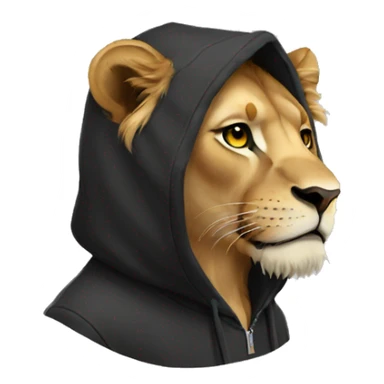 Lion wearing a black hoodie sticker