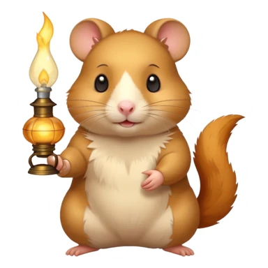 hamster holding oil lamp light sticker