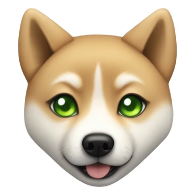 cute shiba inu with black spiky hair and green eyes sticker