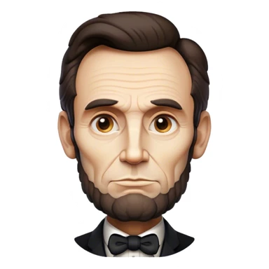 Cinematic Realistic Abraham Lincoln Portrait Emoji, depicted as a stoic iconic statesman with a tall dignified silhouette and thoughtful expression, rendered with detailed textures and dramatic historical lighting that captures his timeless presence. sticker