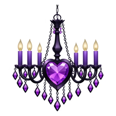heart with purple gothic black chandelier crystals sticker