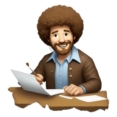 bob ross painting a picture sticker