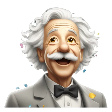 happy albert einstein shooting confetti sticker